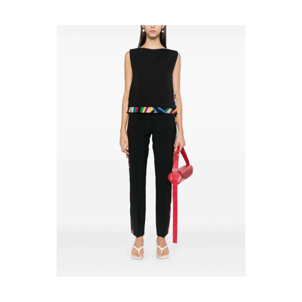 EMILIO PUCCI Iride Print Zijden Top met Laagjeszoom Black Dames