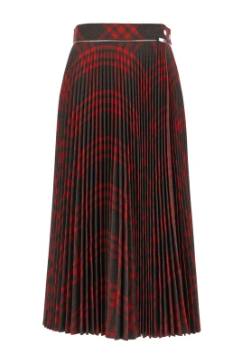 Folded Pleat Check Midi Kjol