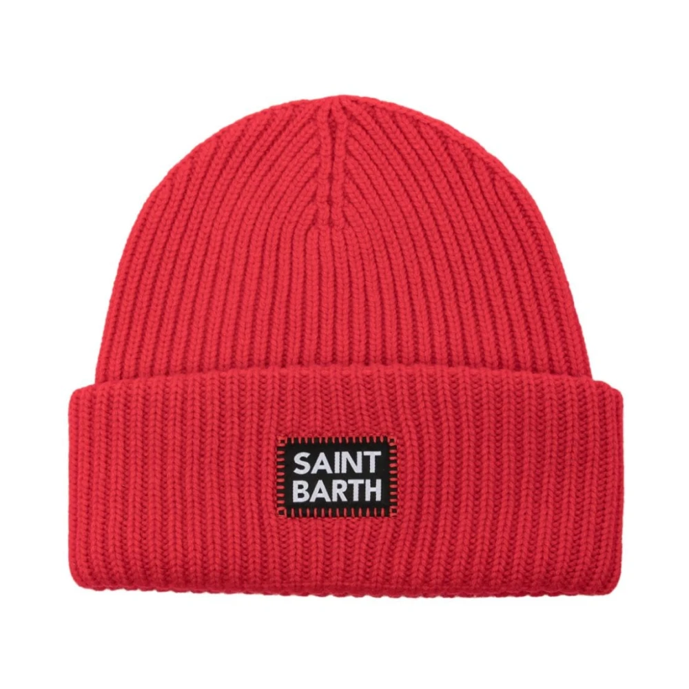 MC2 Saint Barth Rode Geribbelde Wollen Beanie Hoed Red