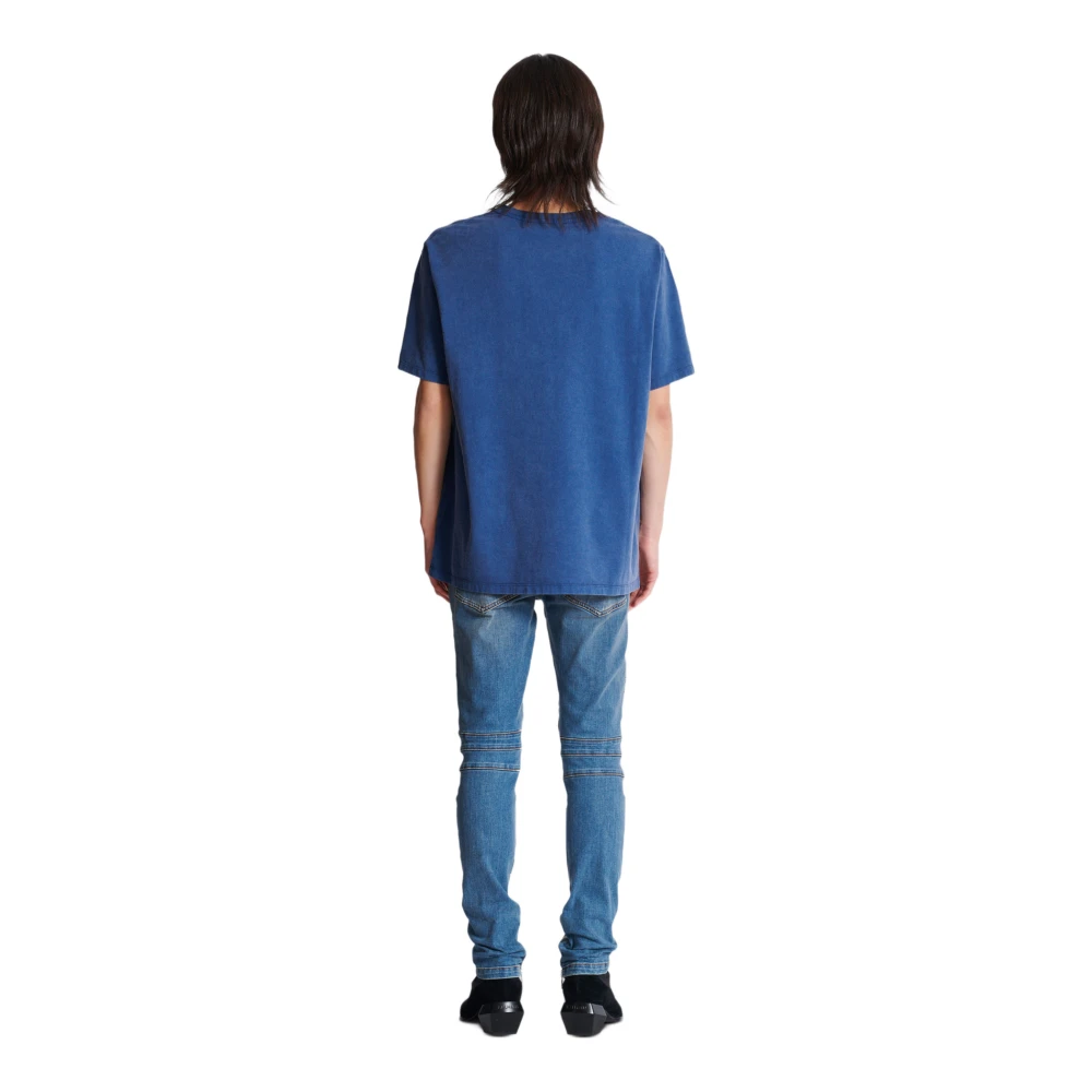 Balmain Los T-shirt met vintage borduurwerk Blue Heren