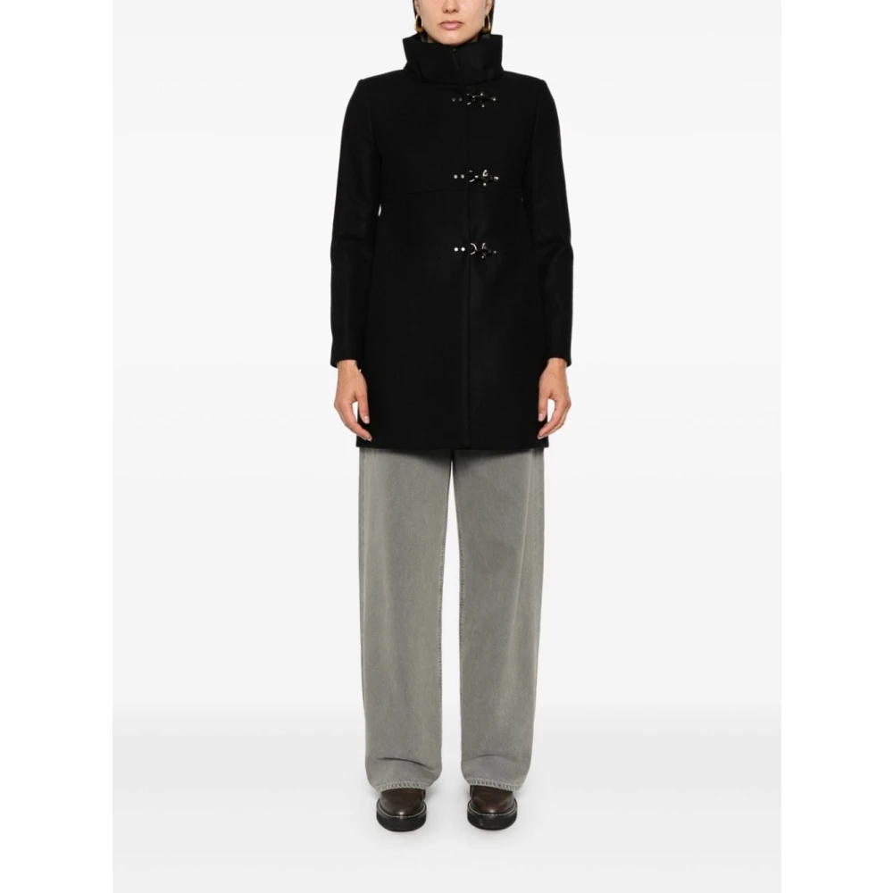 Fay Zwarte Wollen Jas Black Dames