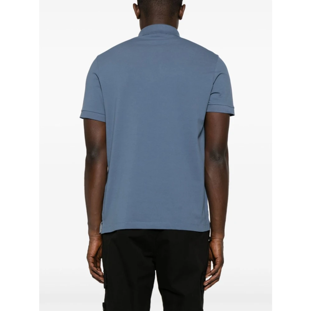 Stone Island Logo Patch Polo Shirt Blue Heren