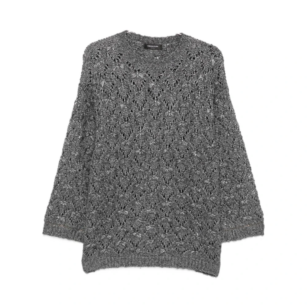 Fabiana Filippi Gray Round-Neck Knitwear, Female, Xs, Jumpers