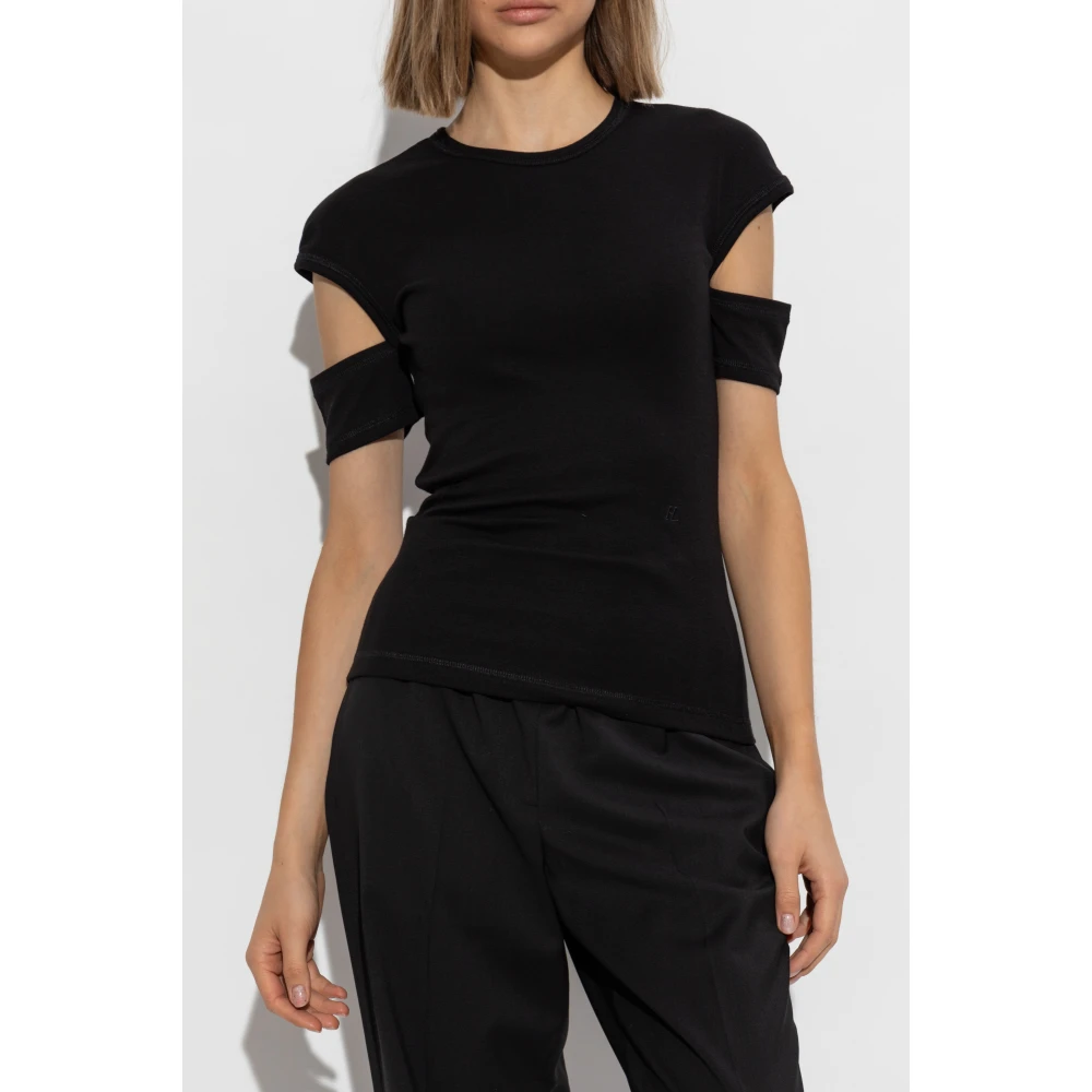 Helmut Lang Top met geborduurd logo Black Dames