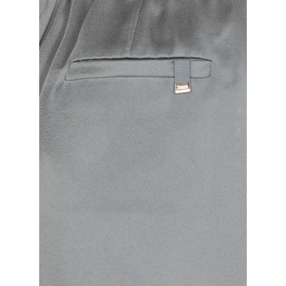 Herno Blauwe Satijnen Broek met Elastische Taille Blue Dames