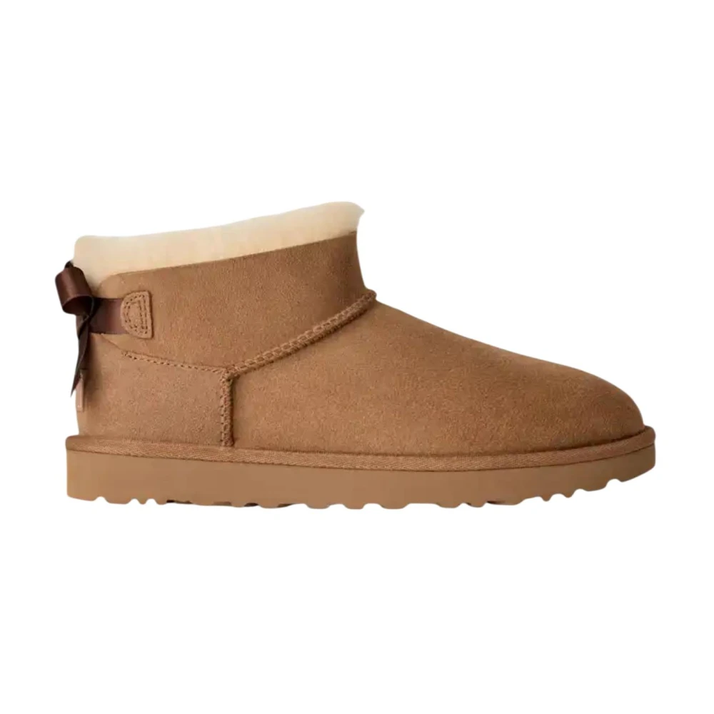 Ugg Ultra Mini Bailey Bow - Female - Winter Boots - Beige - 8 Uk - Shoes