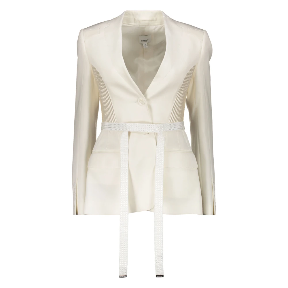 Burberry Gestructureerde twee-knoop blazer White Dames