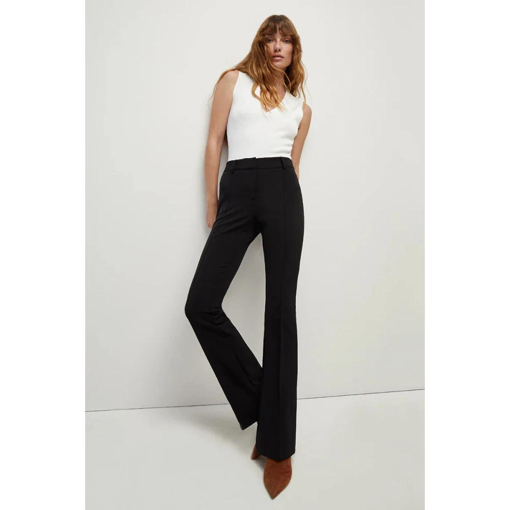Veronica Beard Hibiscus Scuba Broek Lichtgewicht Stretchstof Black Dames