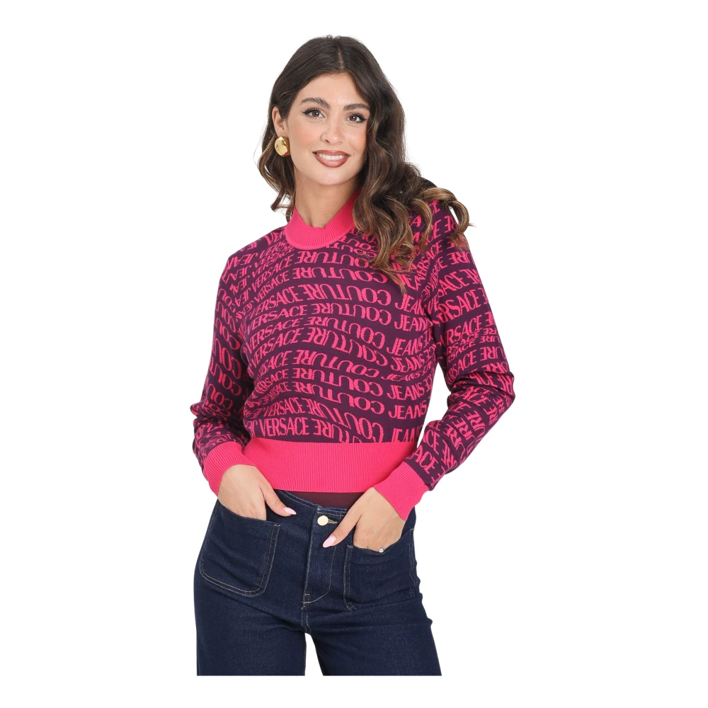 Versace Jeans Couture Damen Violett Strickwaren, Lila, Mgröße: