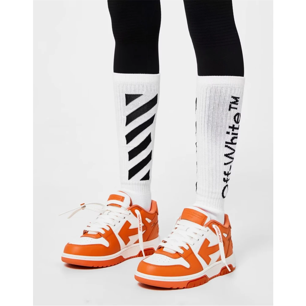 Off White Diagonaal Logo Lange Sokken White Dames