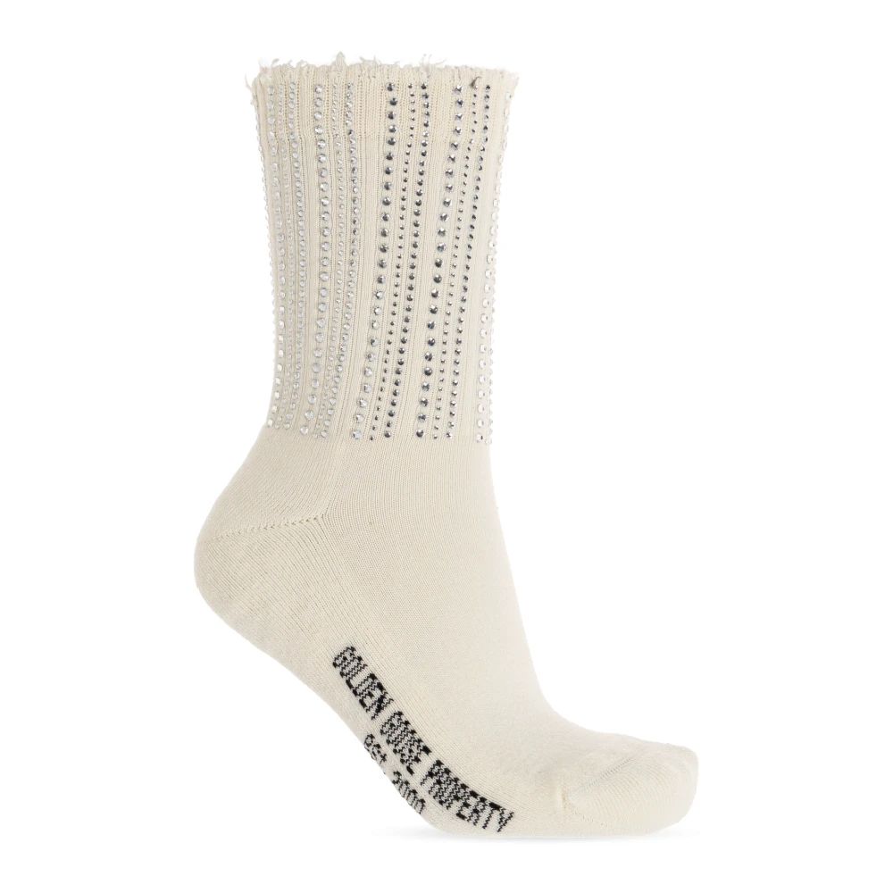 Golden Goose Women's Beige Socks, M, Socks With Shimmering Embellishments