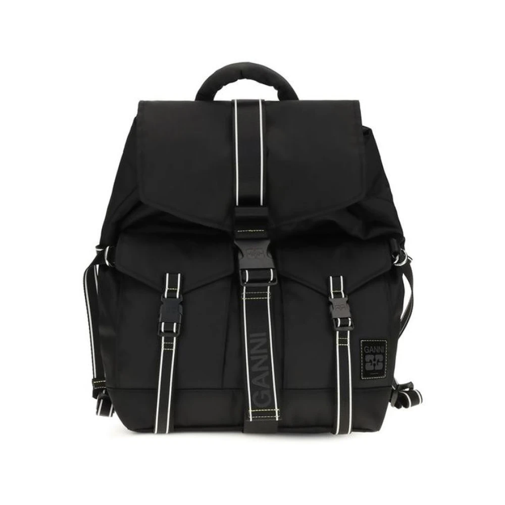 Ganni Backpack With Logo Patch - Female - Backpacks - Black - One Size - Bags - Image 2