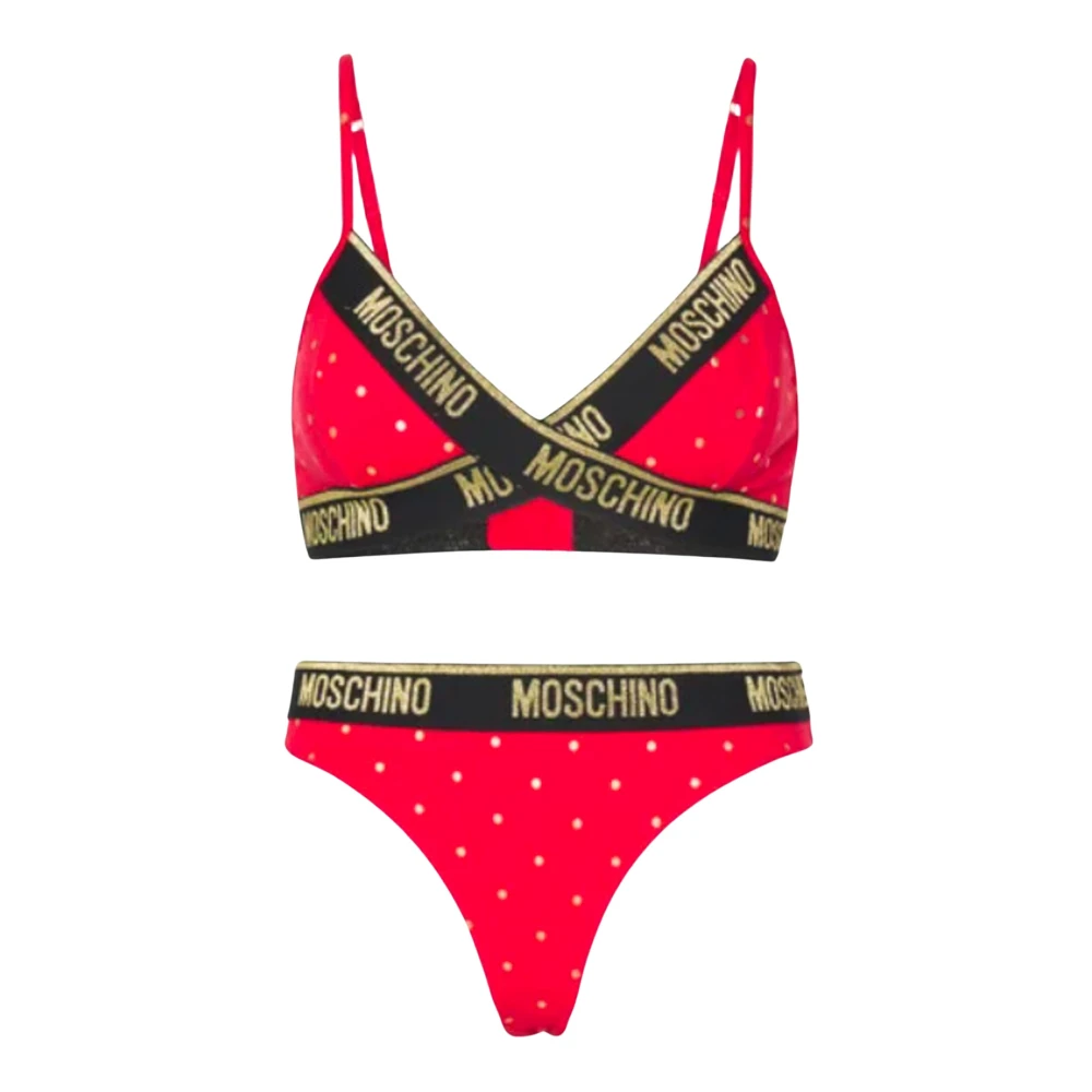 Moschino Rood gestippeld lingerie set Red Dames