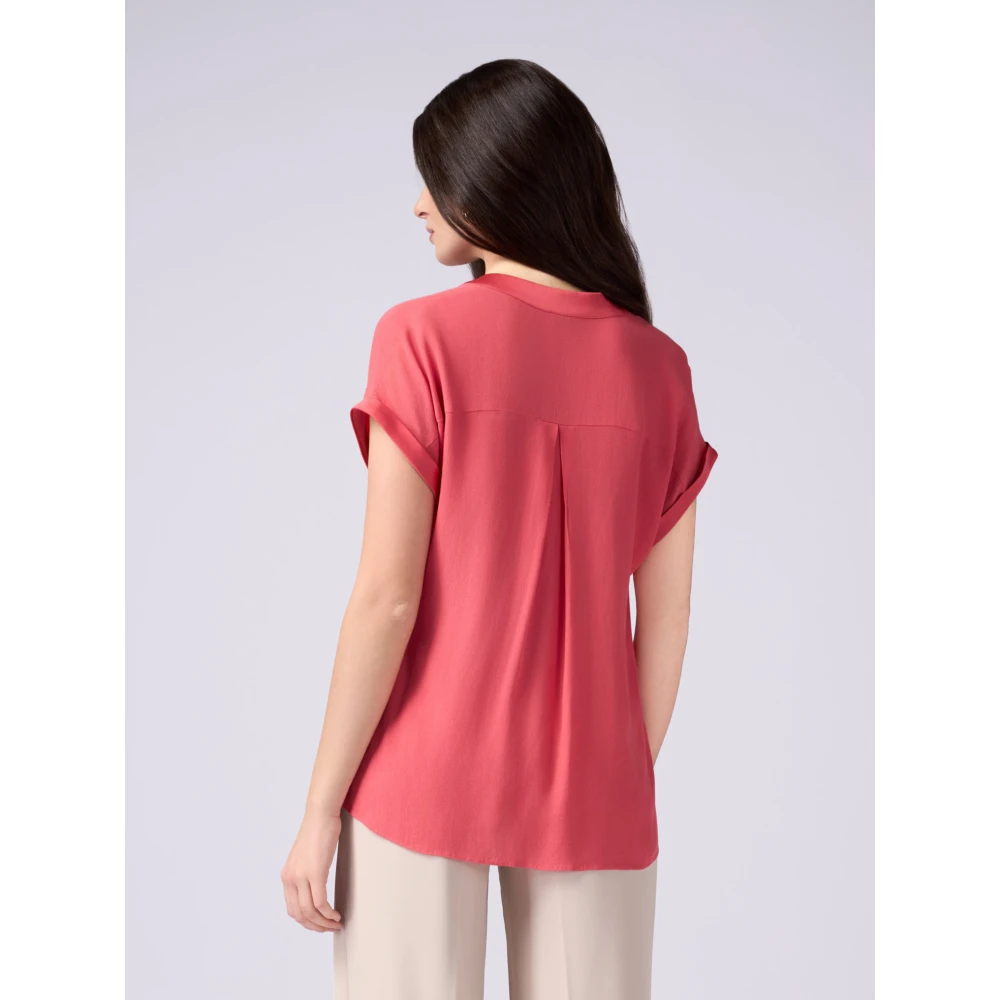 Oltre Viscose blouse met satijnen afwerking Red Dames