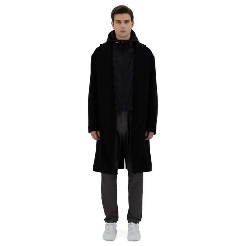 Herno Zwarte jas met afneembare borstharnas Black Heren