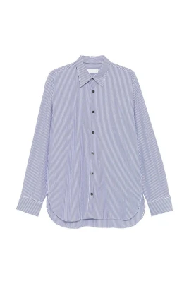 Randig Oversized Skjorta med Knäppning