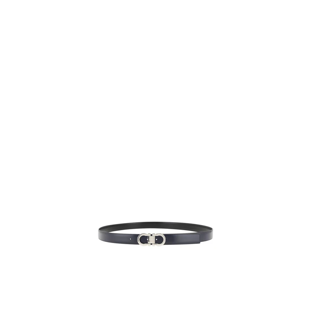 Salvatore Ferragamo Omkeerbare leren riem met Gancio-gesp Blue Heren