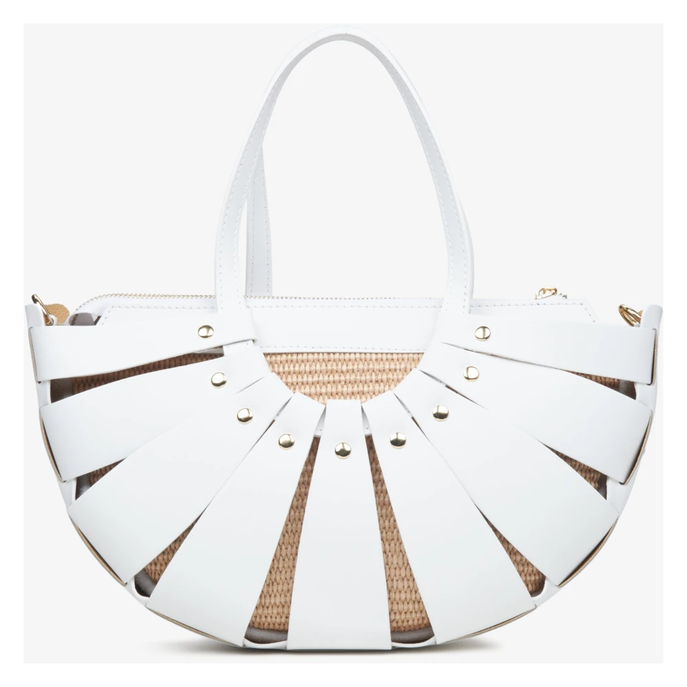 Estro Dames Witte Mand Handtas gemaakt van Echt Italiaans Leer Er00115557 White Dames