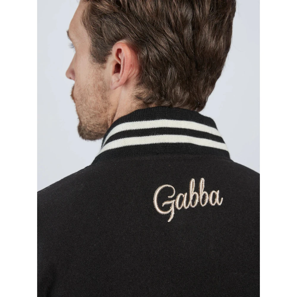 Gabba Zwarte varsity jack van wolblend met leren mouwen Black Heren