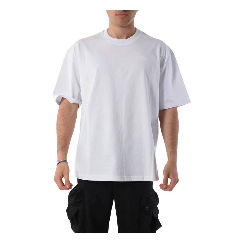 Diesel Katoenen T-shirt met geborduurde logo's White Heren