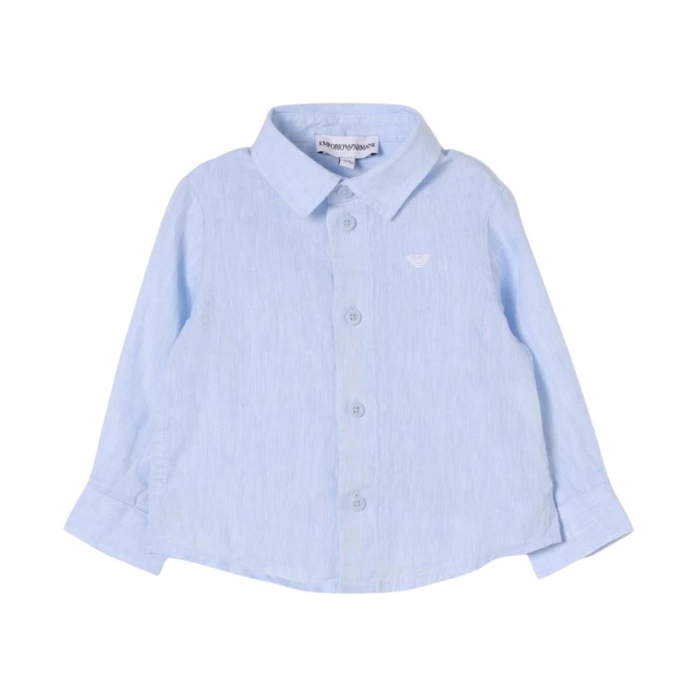 Emporio Armani Men's Blue Stylish Linen Shirt For Baby Boys
