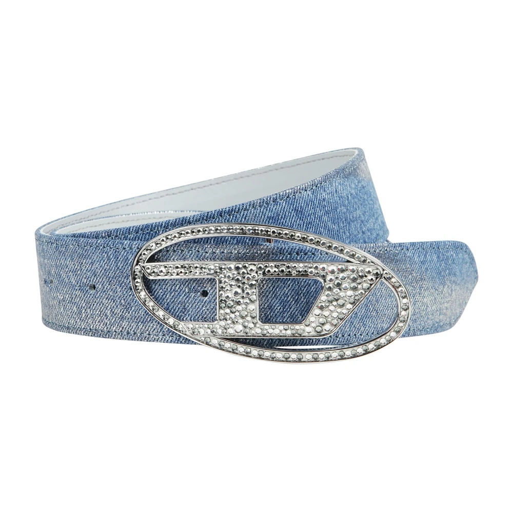 Diesel Ovaal Logo Strass Riem Blue Dames