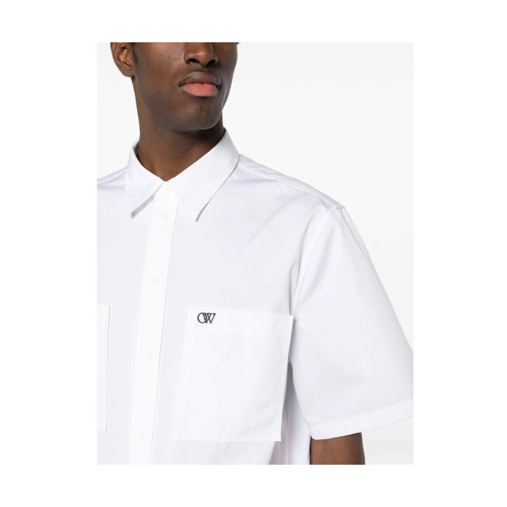 Off White Geborduurd Logo Katoenen Overhemd White Heren