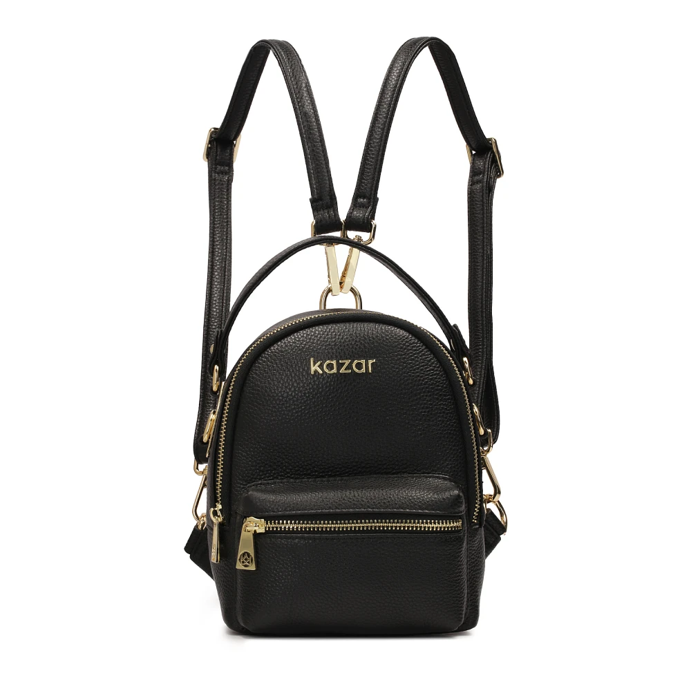 Kazar Kleine zwarte rugzak 2in1 Black Dames