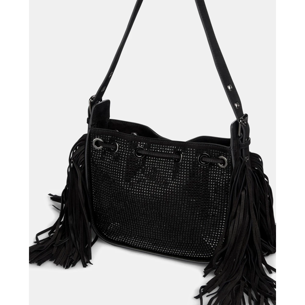 Alma en Pena Schoudertas met franjes Black Dames