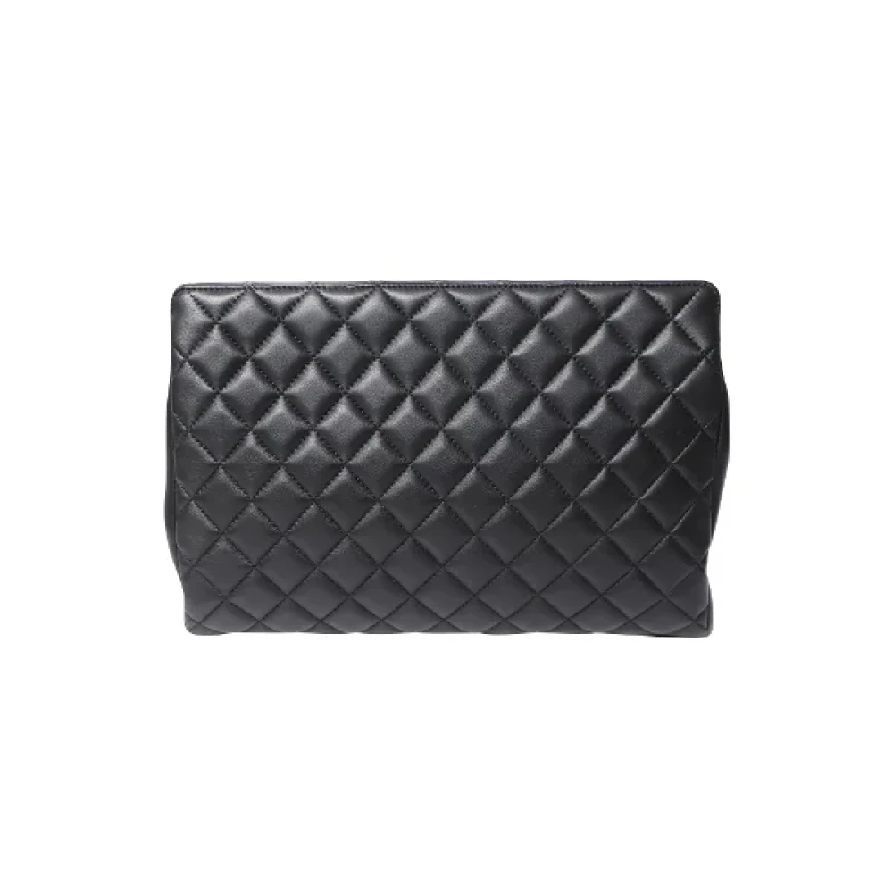 Chanel Vintage Pre-owned Leather clutches Black Dames