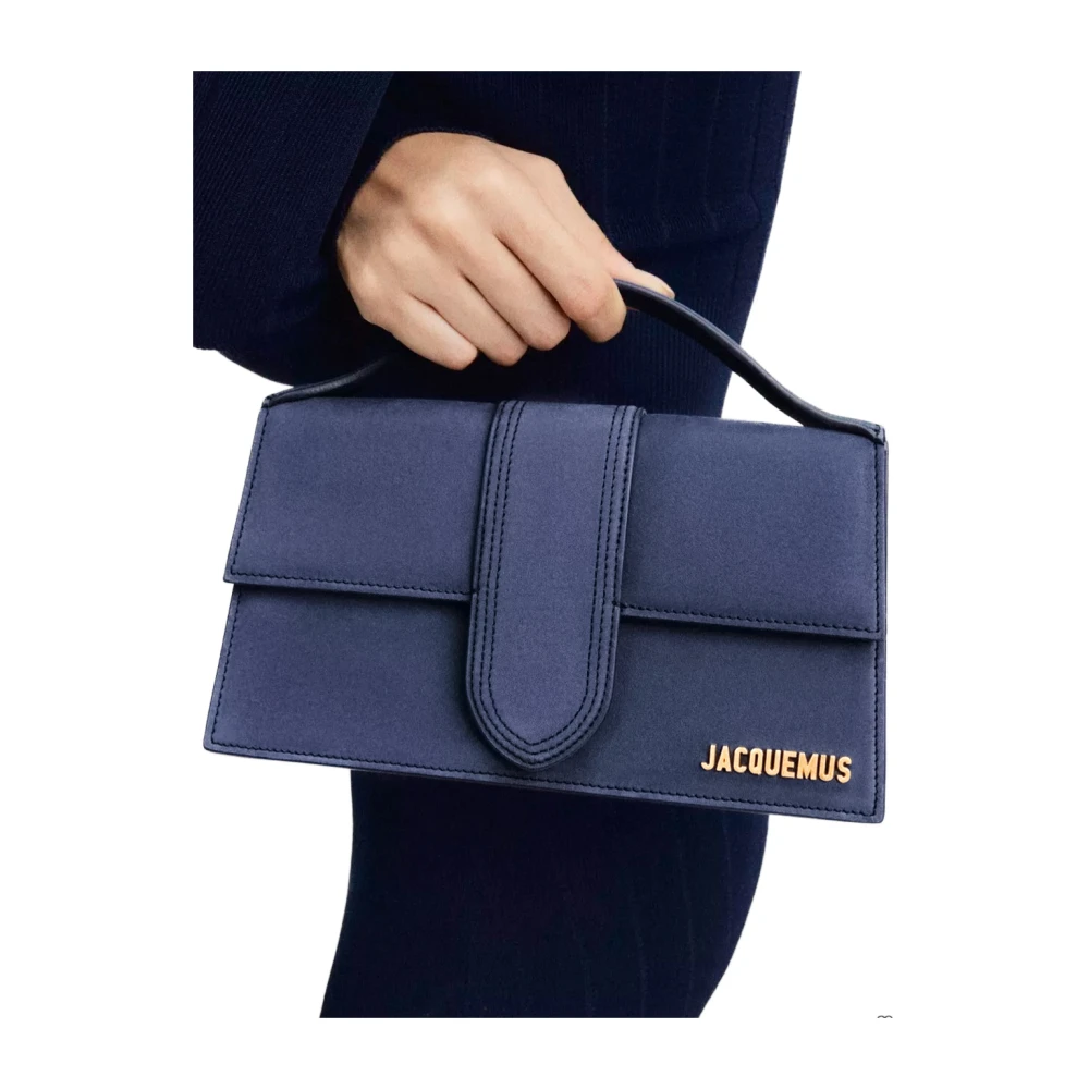 Jacquemus Marineblauwe Suède Tas met Gouden Logo Blue Dames