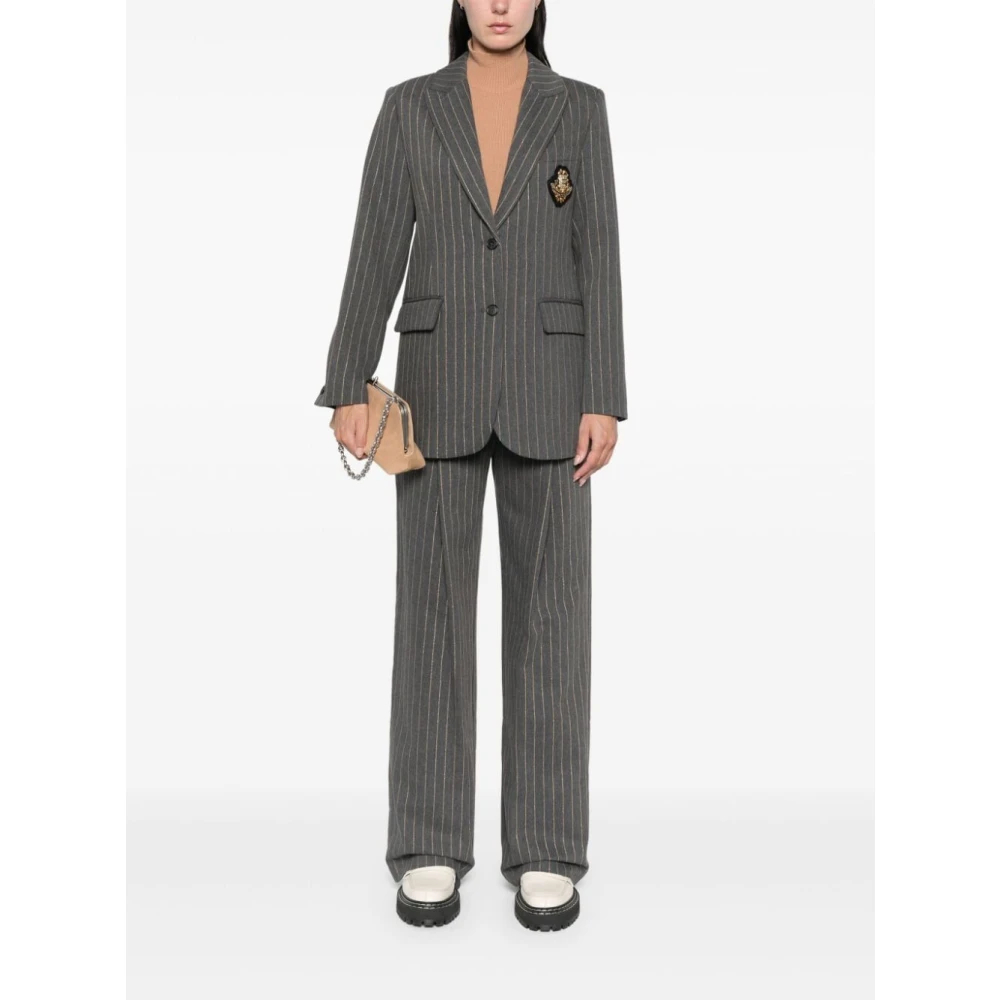 Ermanno Scervino Gestreepte Broek Antraciet Kameel Gray Dames