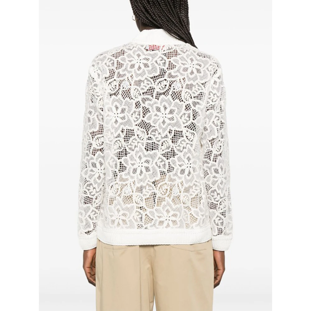 Ermanno Scervino Witte Macramé Vest met V-hals White Dames