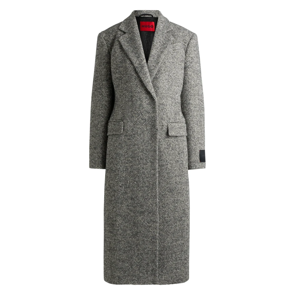 Hugo Boss Moderne Wollen Jas Gray Dames