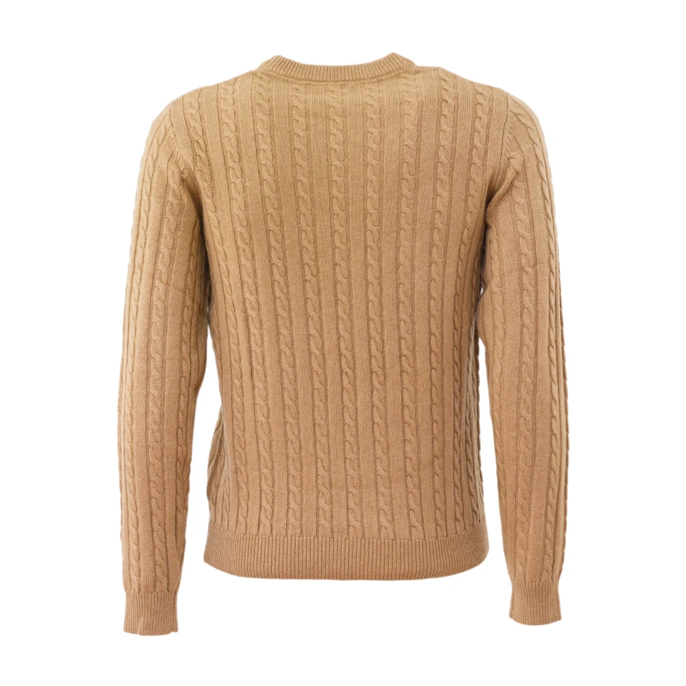 Sun68 Ronde hals kabelgebreide trui Brown Heren