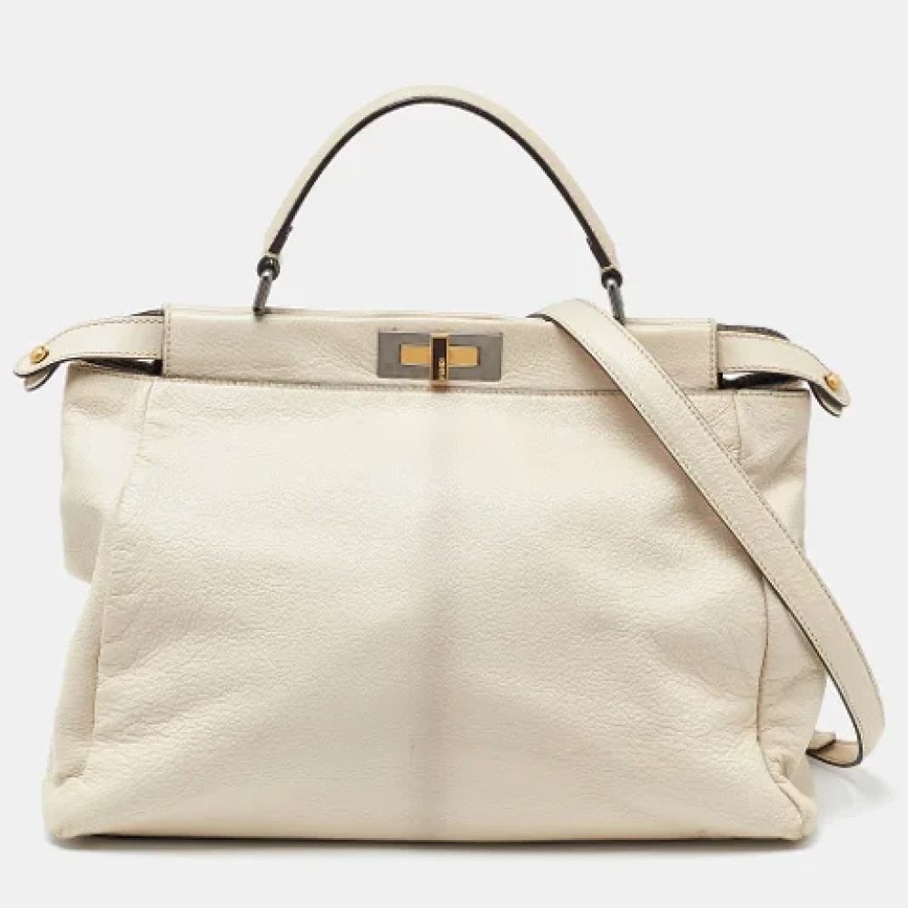 Fendi Vintage Pre-owned Leather handbags Beige Dames