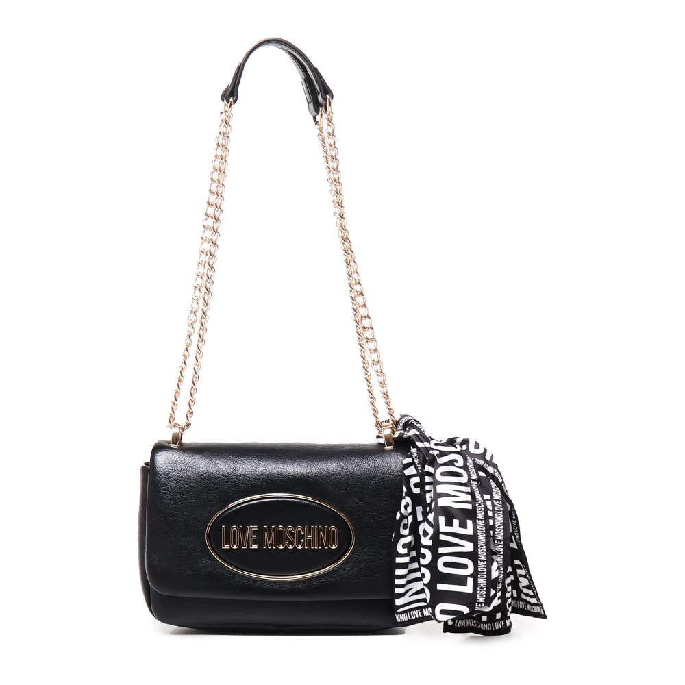 Love Moschino Zwarte Flap Clutch Schoudertas Black Dames