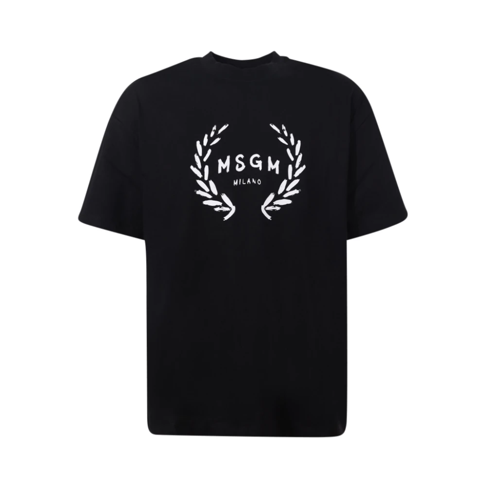 Msgm Zwart Logo Print T-shirt Black Heren