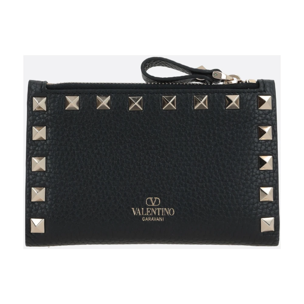Valentino Garavani Zwarte leren creditcardhouder met studs Black Dames
