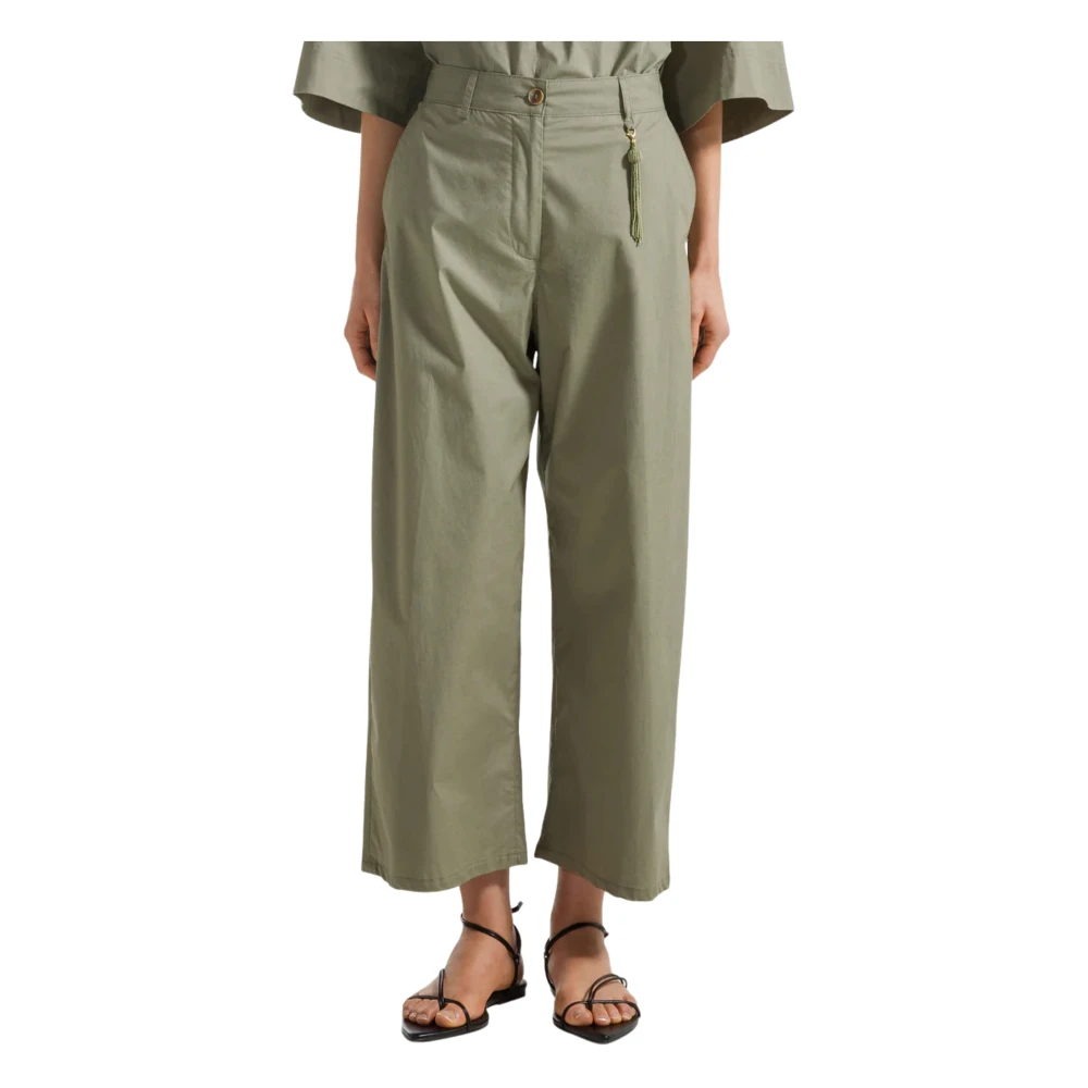 Seventy Women's Green Pt1399-20-220654 Wide Trousers - Wide Trousers - L - Trousers