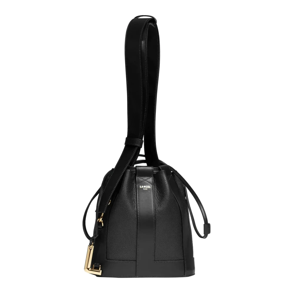 Lancel Women's Black Leather Handbag With Chain Strap - Bucket Bags - One Size - Bags