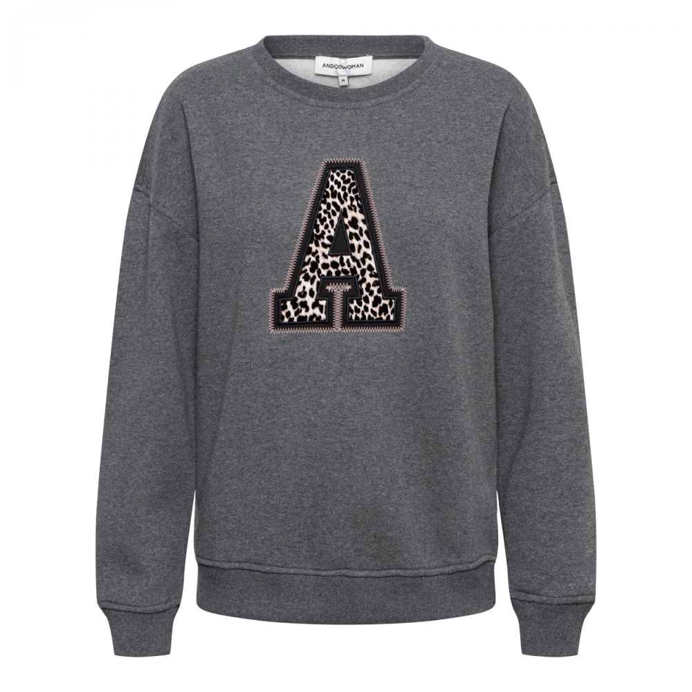 &Co Woman Grijze Sanna Sweater met Artwork Gray Dames
