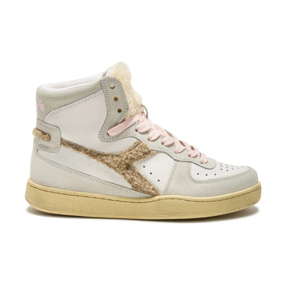 Diadora Women's White Premium Stone Wash Natural Sneakers