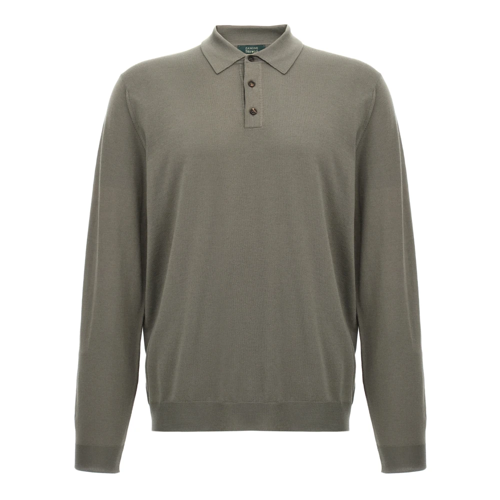Zanone Men's Gray Wool Polo Shirt