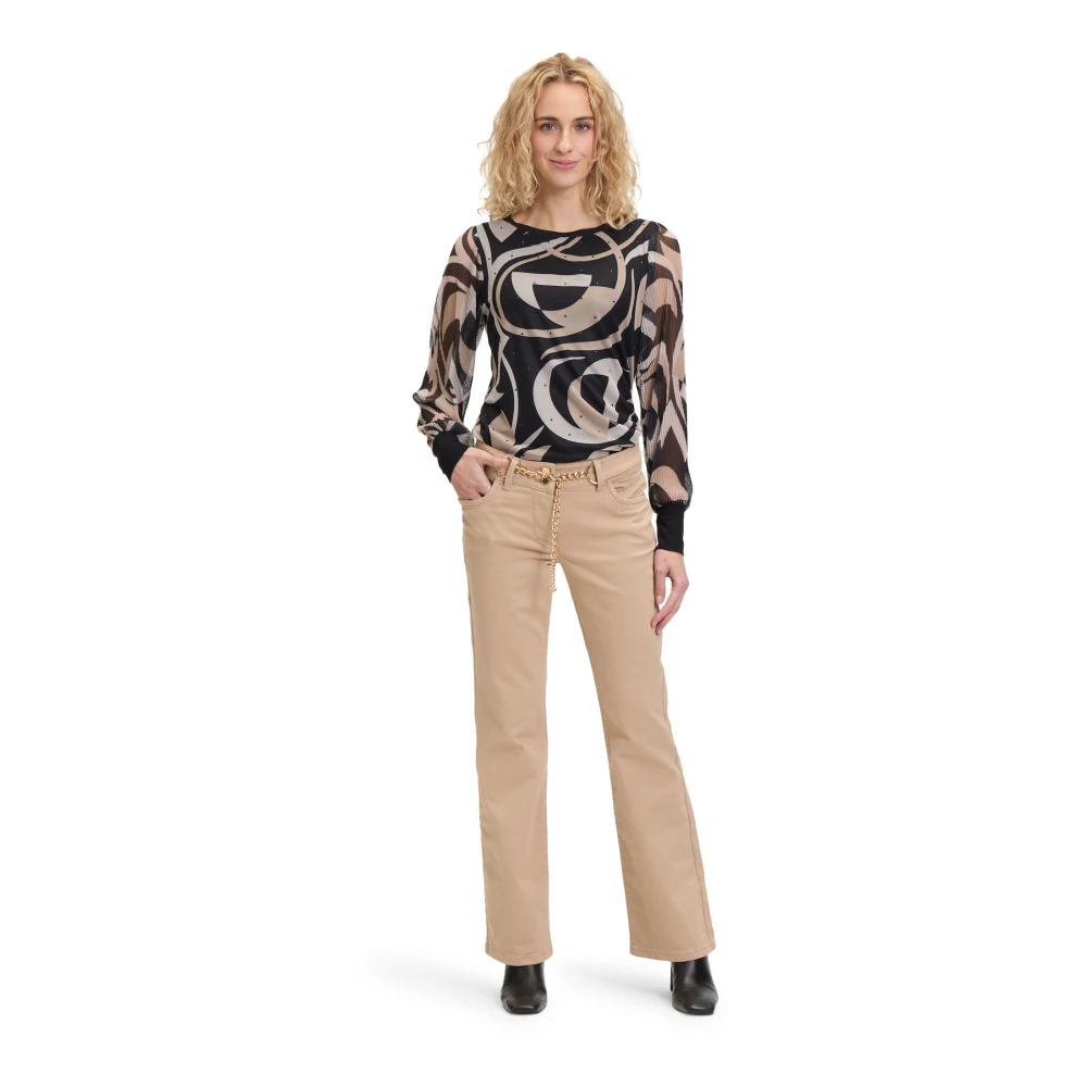 Betty Barclay Flared Cut Jeans met Riem Beige Dames