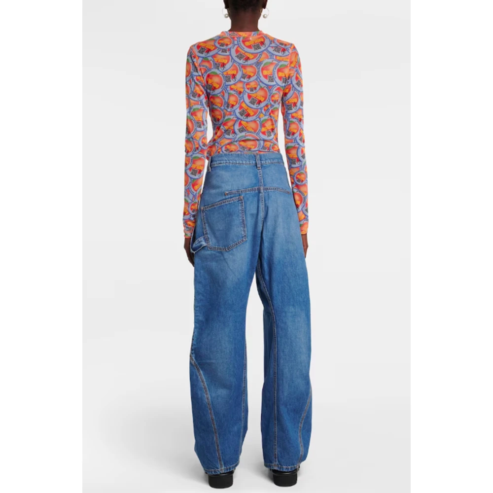 JW Anderson Geborduurd Logo Denim Jeans Blue Dames