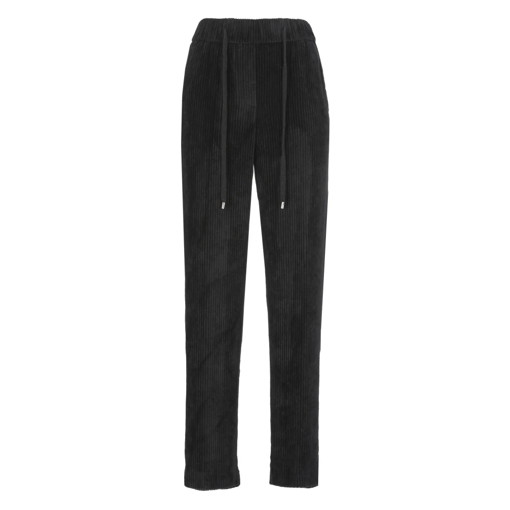 PESERICO Zwarte Viscose Broek met Koord Black Dames