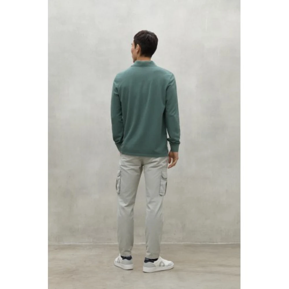 Ecoalf Stoffige groene polo met lange mouwen Green Heren