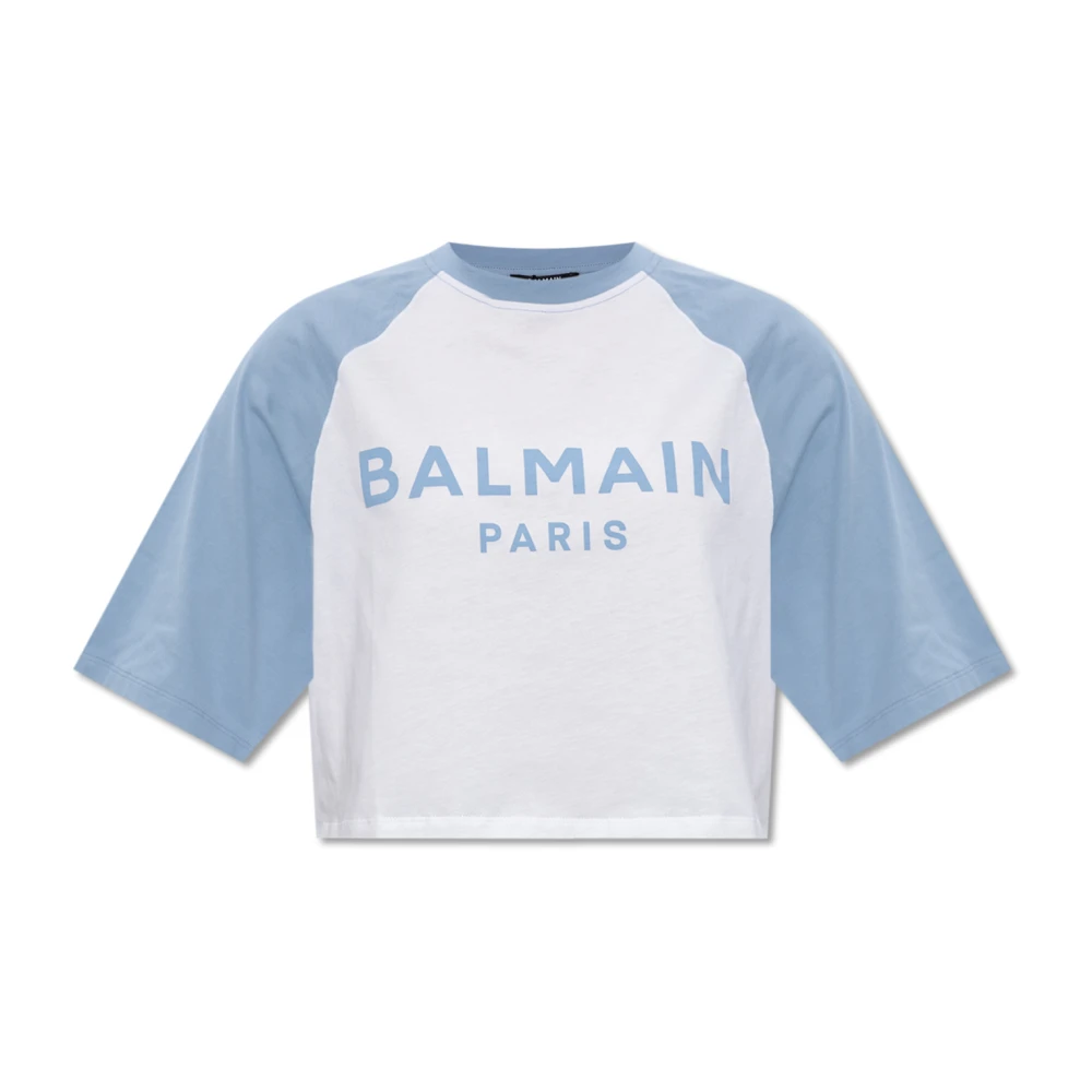 Balmain T-shirt met logo Blue Dames