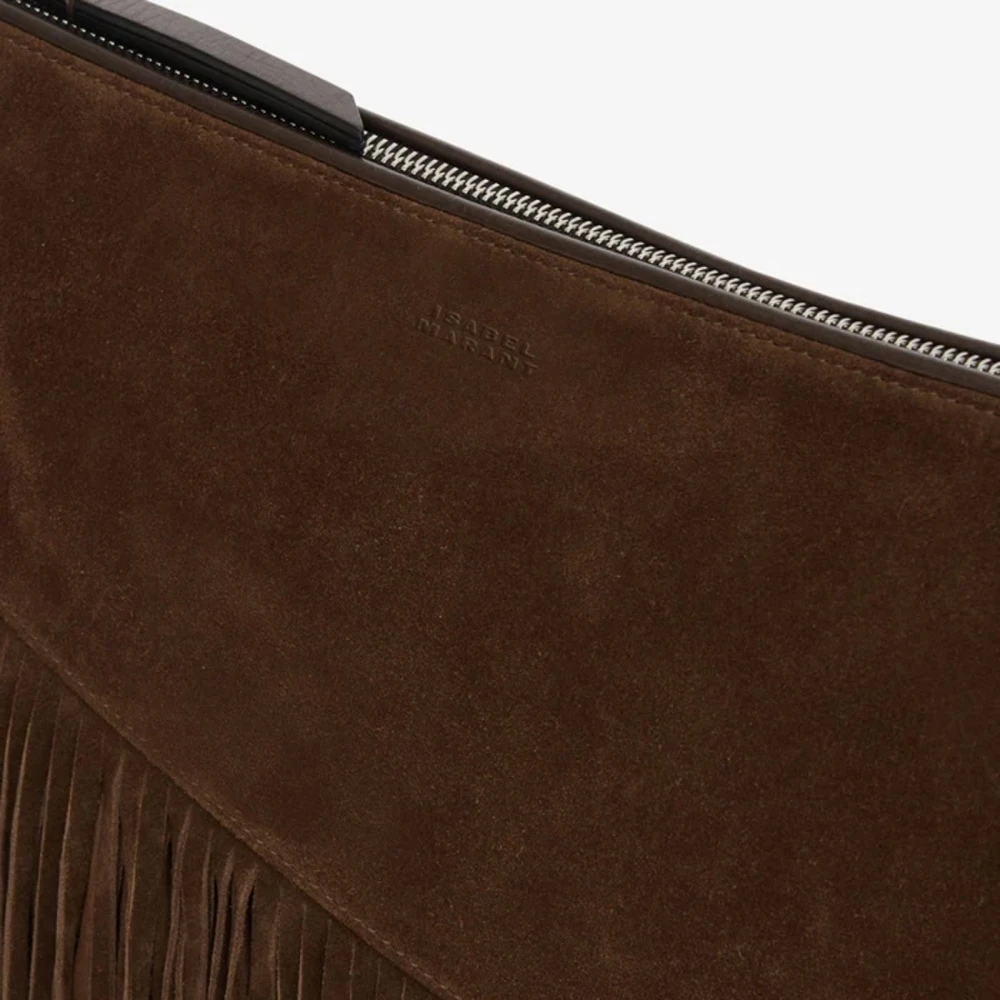 Isabel marant Zachte Schoudertas in Zwart Fluweel Leer Brown Dames